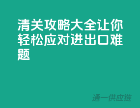 清关攻略大全，让你轻松应对进出口难题！