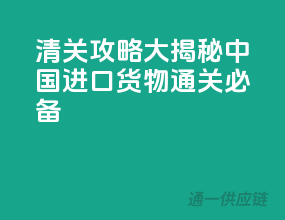 清关攻略大揭秘，中国进口货物通关必备