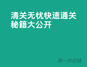 清关无忧，快速通关秘籍大公开