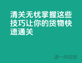 清关无忧，掌握这些技巧让你的货物快速通关
