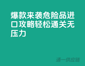 爆款来袭！危险品进口攻略，轻松通关无压力
