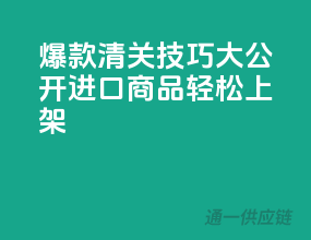 爆款清关技巧大公开，进口商品轻松上架！