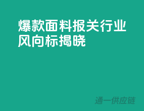 爆款面料报关，行业风向标揭晓