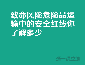 致命风险！危险品运输中的安全红线你了解多少？