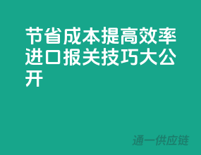 节省成本，提高效率：进口报关技巧大公开