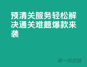 预清关服务，轻松解决通关难题，爆款来袭！
