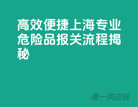 高效便捷！上海专业危险品报关流程揭秘