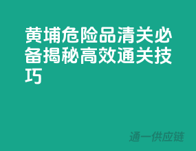 黄埔危险品清关必备，揭秘高效通关技巧