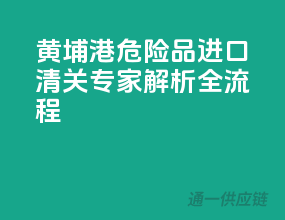 黄埔港危险品进口清关，专家解析全流程