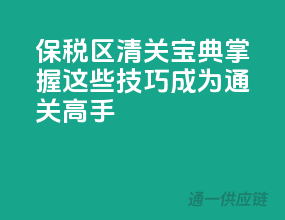 保税区清关宝典：掌握这些技巧，成为通关高手