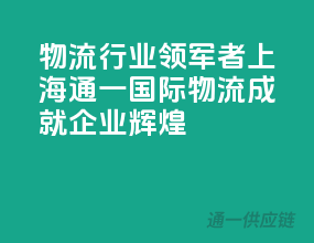 物流行业领军者，上海通一国际物流成就企业辉煌