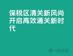 保税区清关新风尚，开启高效通关新时代