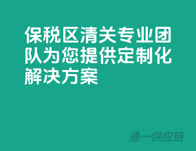 保税区清关，专业团队为您提供定制化解决方案