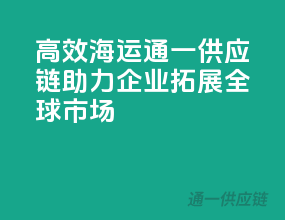 高效海运，通一供应链助力企业拓展全球市场