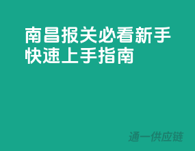 南昌报关必看：新手快速上手指南