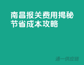 南昌报关费用揭秘：节省成本攻略