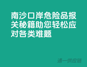 南沙口岸危险品报关秘籍，助您轻松应对各类难题