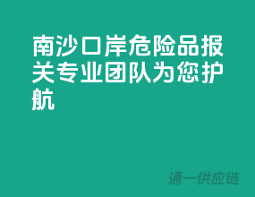 南沙口岸危险品报关，专业团队为您护航！