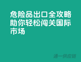 危险品出口全攻略，助你轻松闯关国际市场