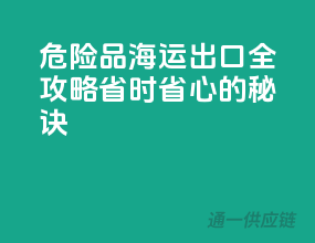 危险品海运出口全攻略：省时省心的秘诀