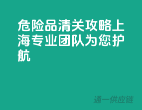 危险品清关攻略，上海专业团队为您护航