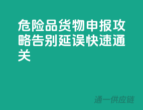 危险品货物申报攻略，告别延误，快速通关！