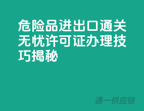 危险品进出口通关无忧，许可证办理技巧揭秘