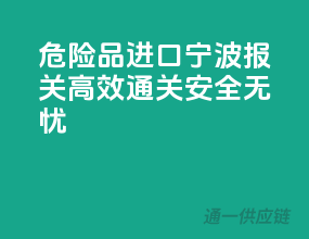 危险品进口宁波报关，高效通关，安全无忧
