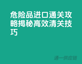 危险品进口通关攻略，揭秘高效清关技巧