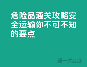 危险品通关攻略：安全运输，你不可不知的要点