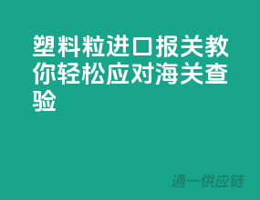 塑料粒进口报关，教你轻松应对海关查验！