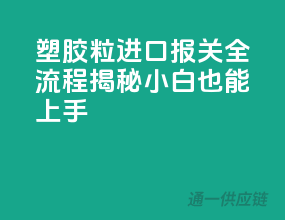 塑胶粒进口报关全流程揭秘，小白也能上手