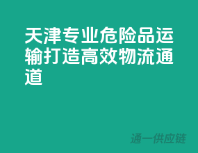 天津专业危险品运输，打造高效物流通道