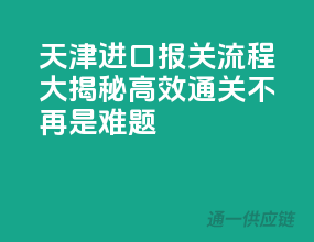 天津进口报关流程大揭秘，高效通关不再是难题