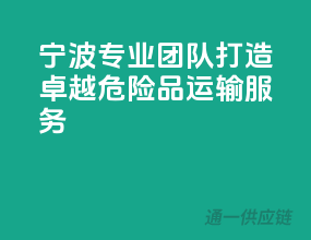 宁波专业团队，打造卓越危险品运输服务