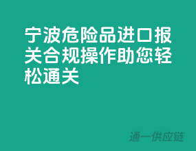 宁波危险品进口报关，合规操作助您轻松通关