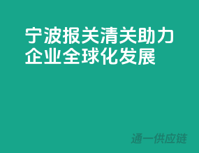 宁波报关清关，助力企业全球化发展