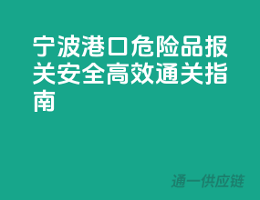 宁波港口危险品报关，安全高效通关指南