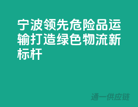 宁波领先危险品运输，打造绿色物流新标杆