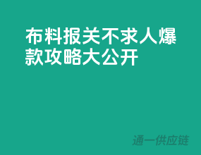 布料报关不求人，爆款攻略大公开