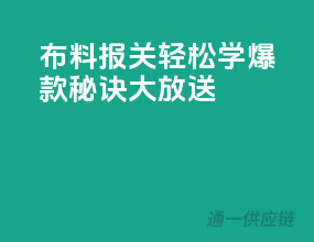 布料报关轻松学，爆款秘诀大放送