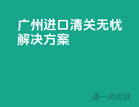 广州进口，清关无忧解决方案