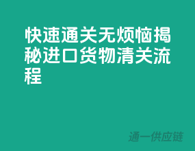 快速通关无烦恼！揭秘进口货物清关流程