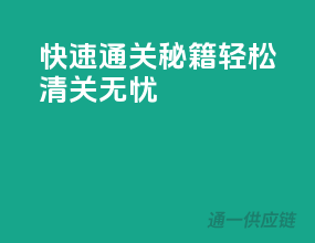 快速通关秘籍，轻松清关无忧