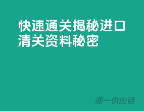 快速通关，揭秘进口清关资料秘密