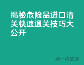 揭秘危险品进口清关：快速通关技巧大公开