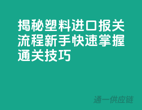 揭秘塑料进口报关流程，新手快速掌握通关技巧