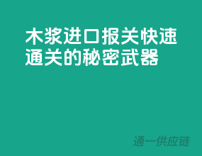 木浆进口报关，快速通关的秘密武器