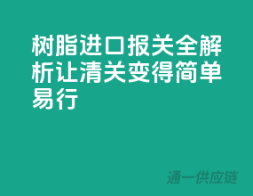 树脂进口报关全解析，让清关变得简单易行