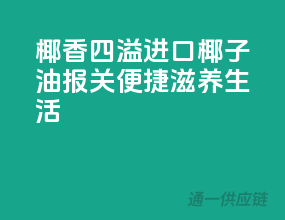 椰香四溢！进口椰子油，报关便捷，滋养生活